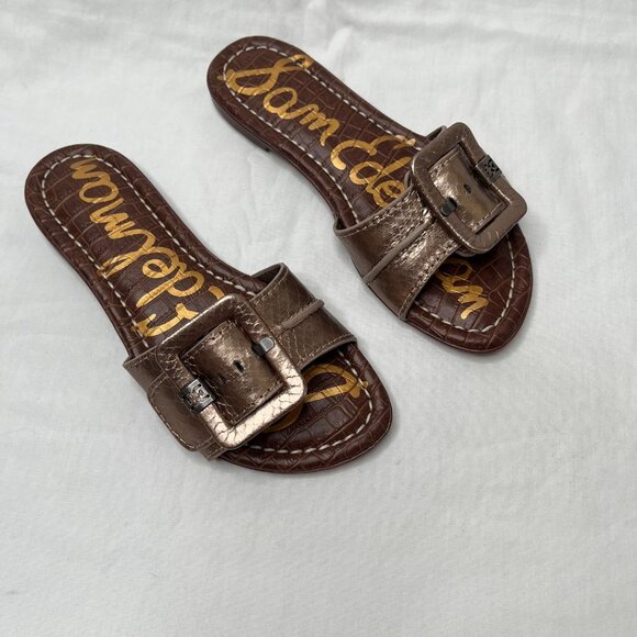 Sam Edelman Womens Gaige Pewter Boa Print Slide Sandals Size 5 - Picture 3 of 7